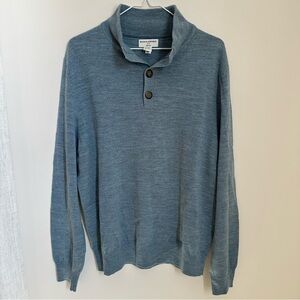 Banana Republic 100% Merino Wool Men's Blue Button Up Sweater